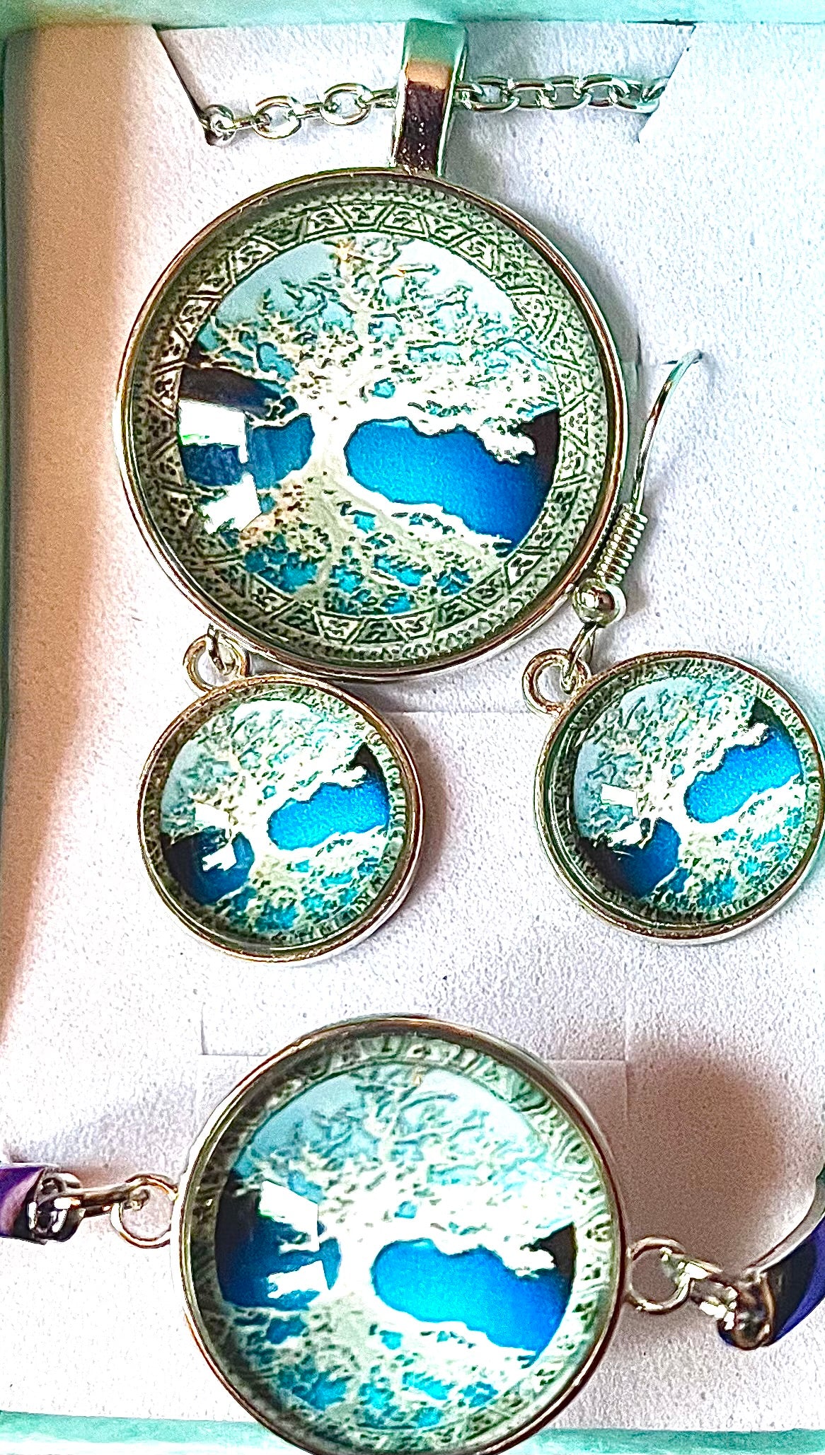 3pc jewellery set - tree of life ( blue)