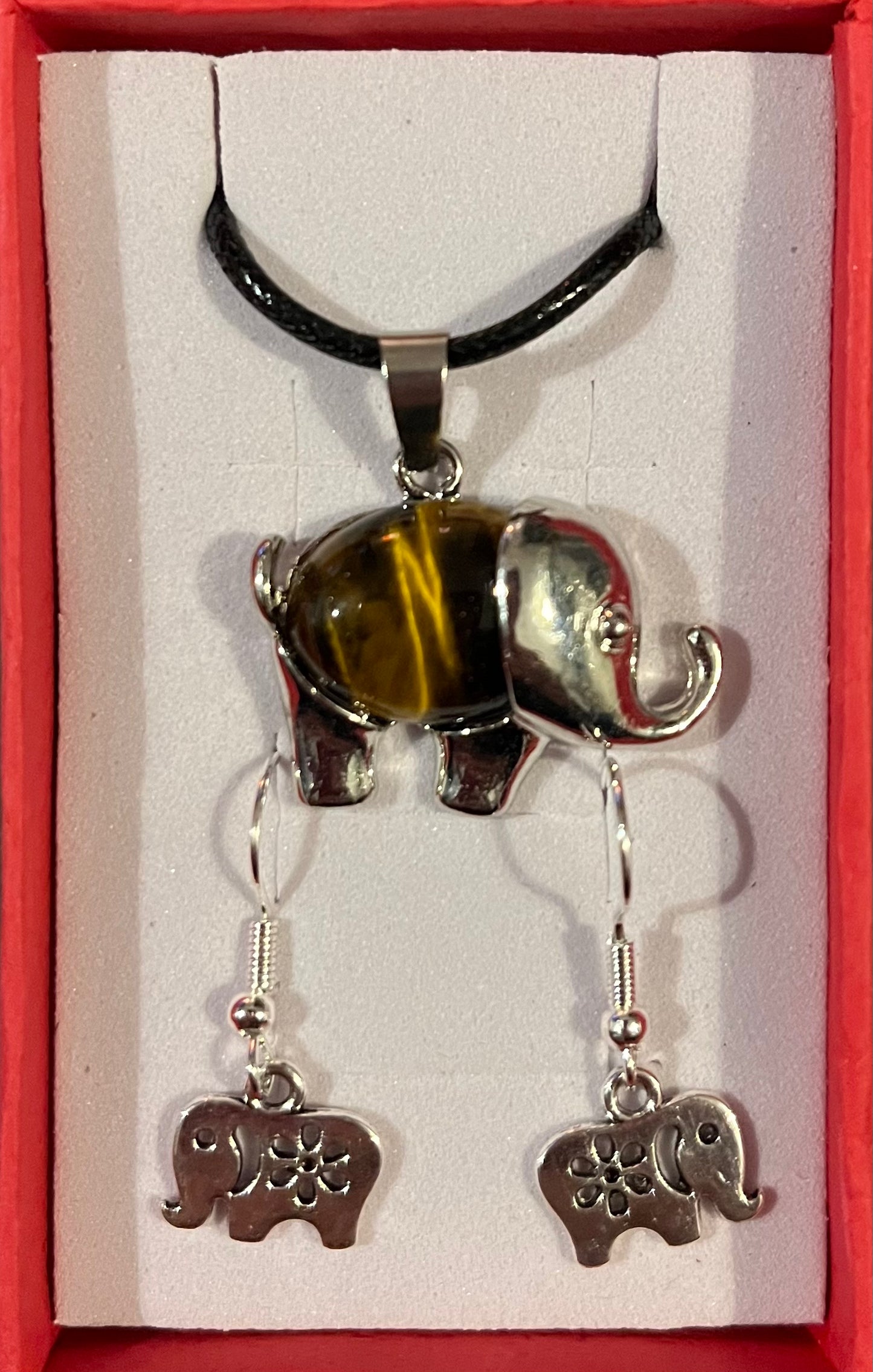 Elephant - Tyger’s eye 2pc jewellery gift set