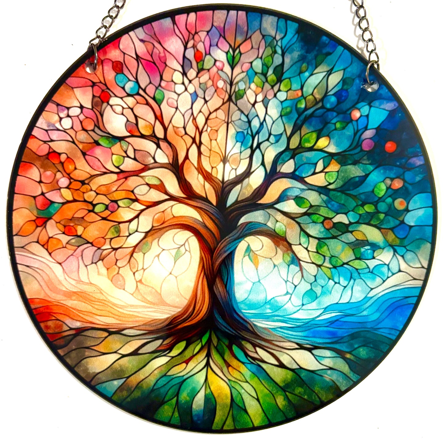 Tree of life Suncatcher - Autumn/Winter 1/2 blue/1/2 pink style 15