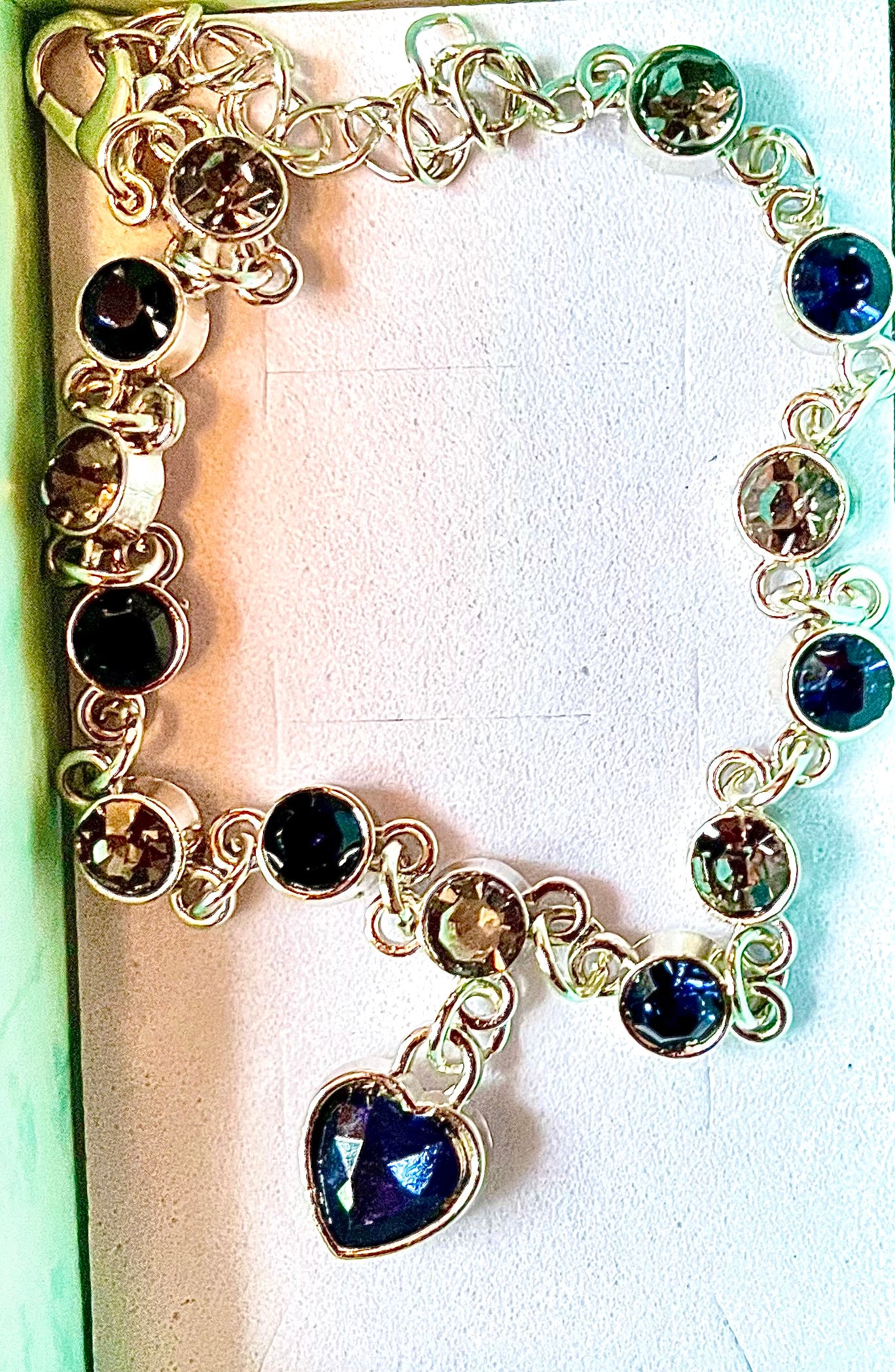 Bracelet - 2 tone blue with blue heart.