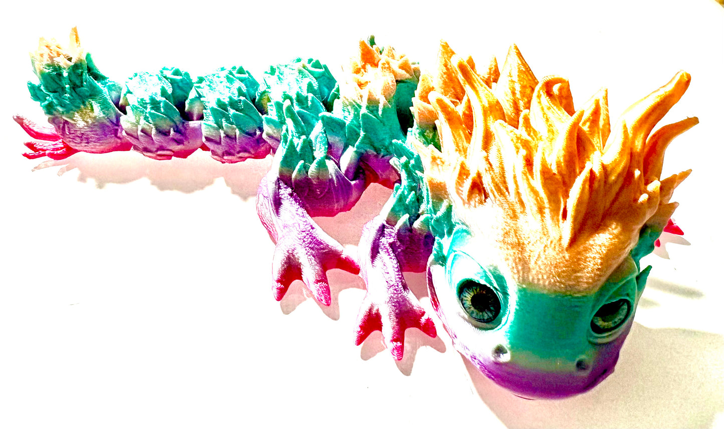 3D printed spiky Dragon - yellow/ mint/ lilac/pink