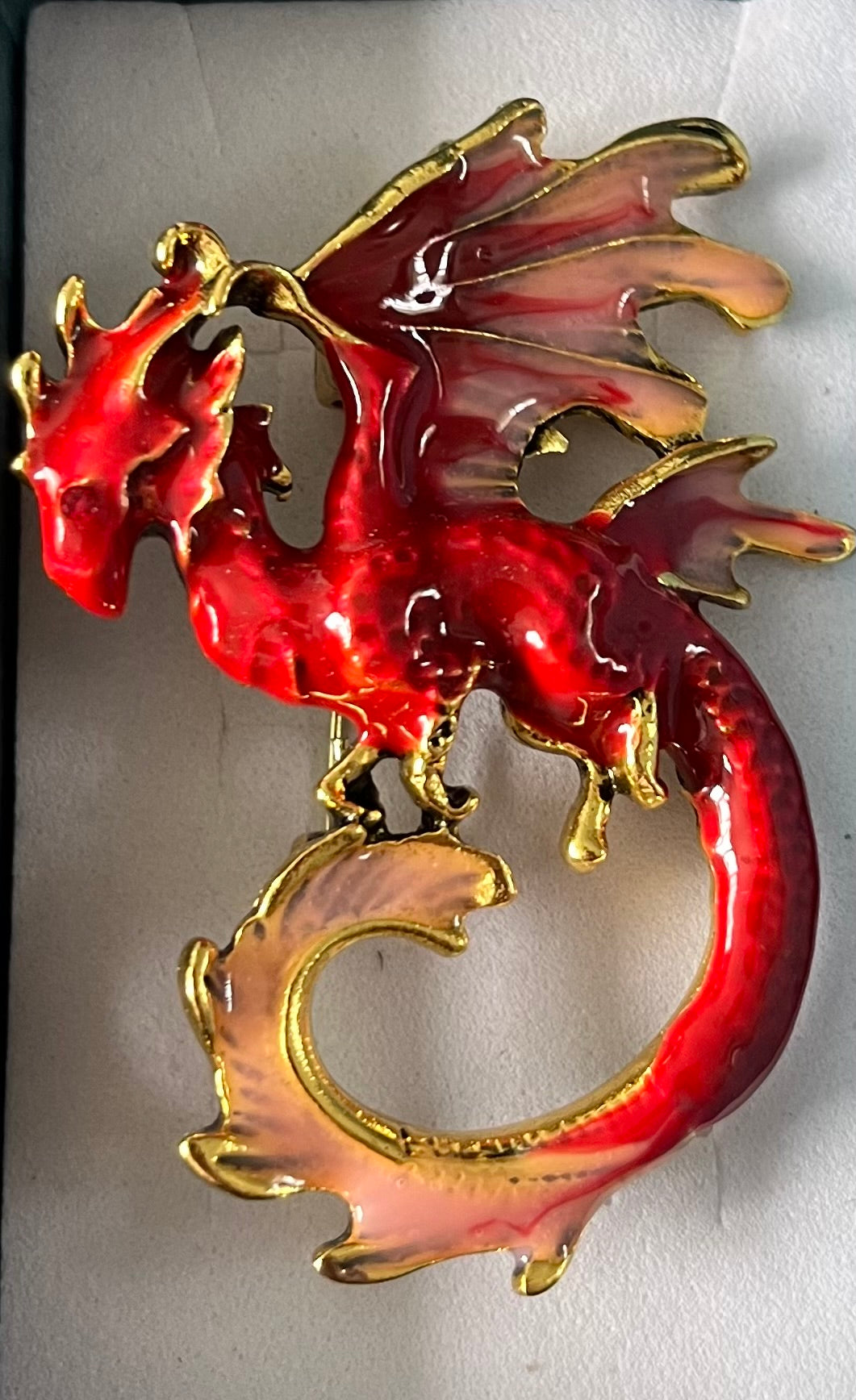 Dragon brooch - red/ gold