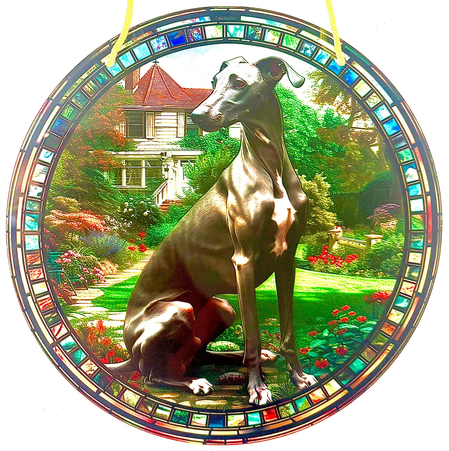 Dog Suncatcher - greyhound/ whippet . Grey