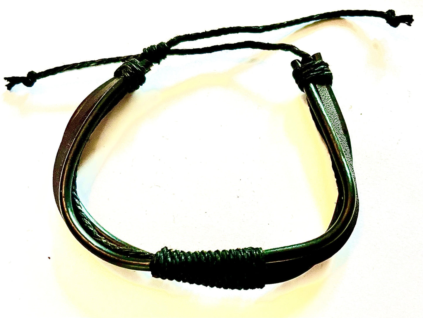 Bracelet - men’s/ women’s black/ brown leather with black string
