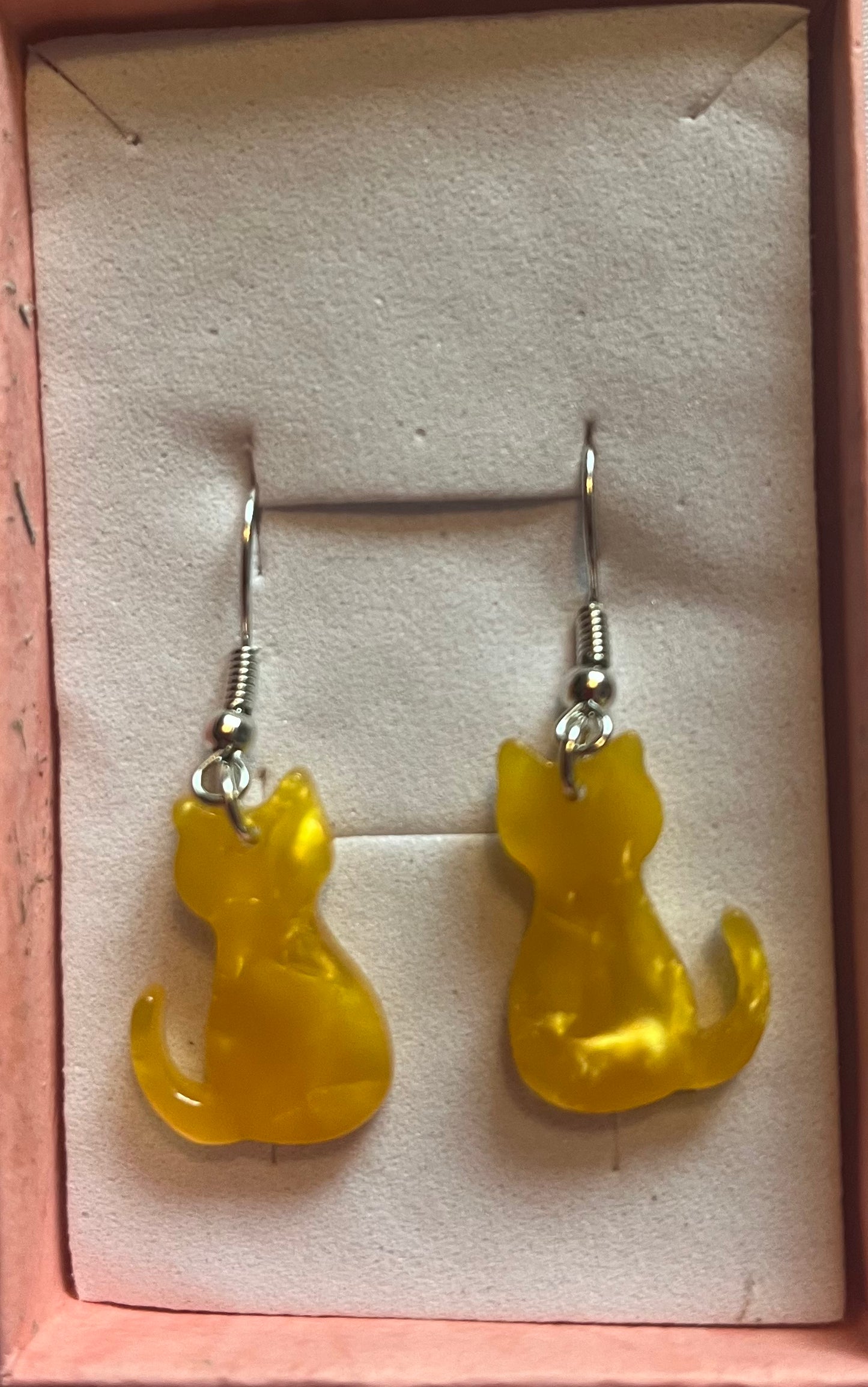 Cat Yellow resin jewellery earrings