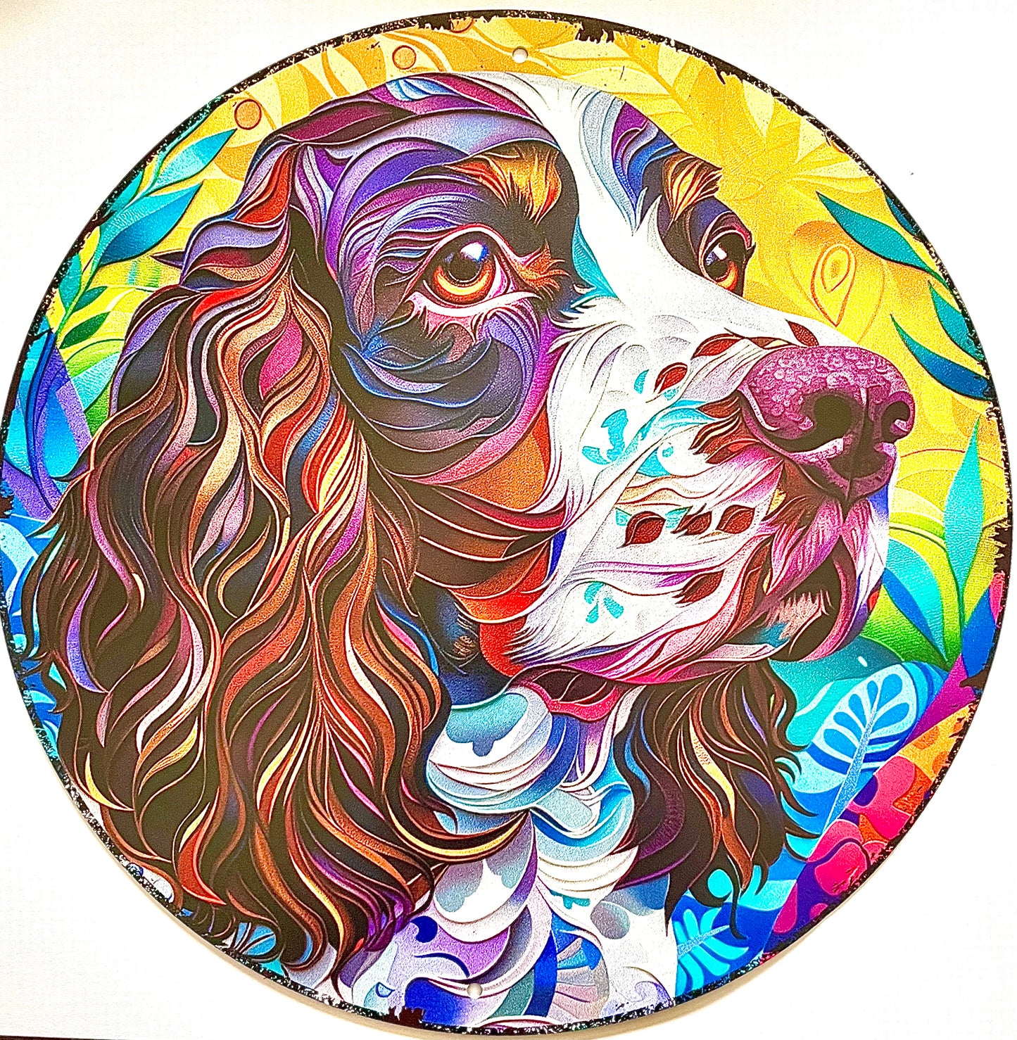 Dog - springer spaniel ( brown/ white) tinplate sign