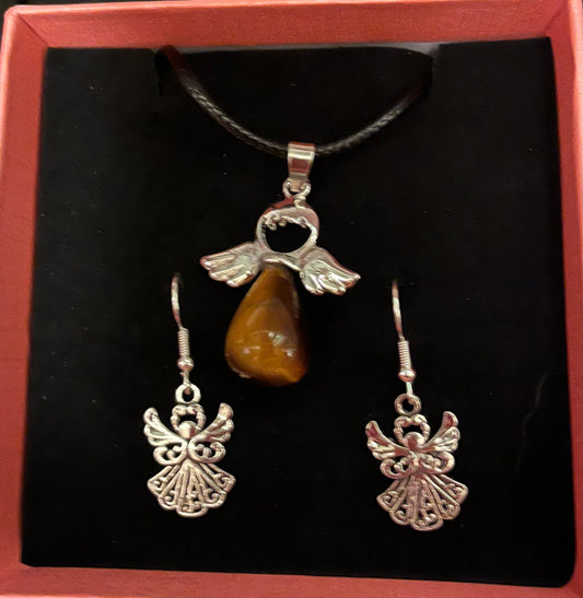 Angel tigers eye jewellery 2pc gift set