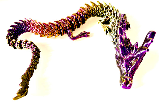 3D printed Dragon - metallic green / purple head