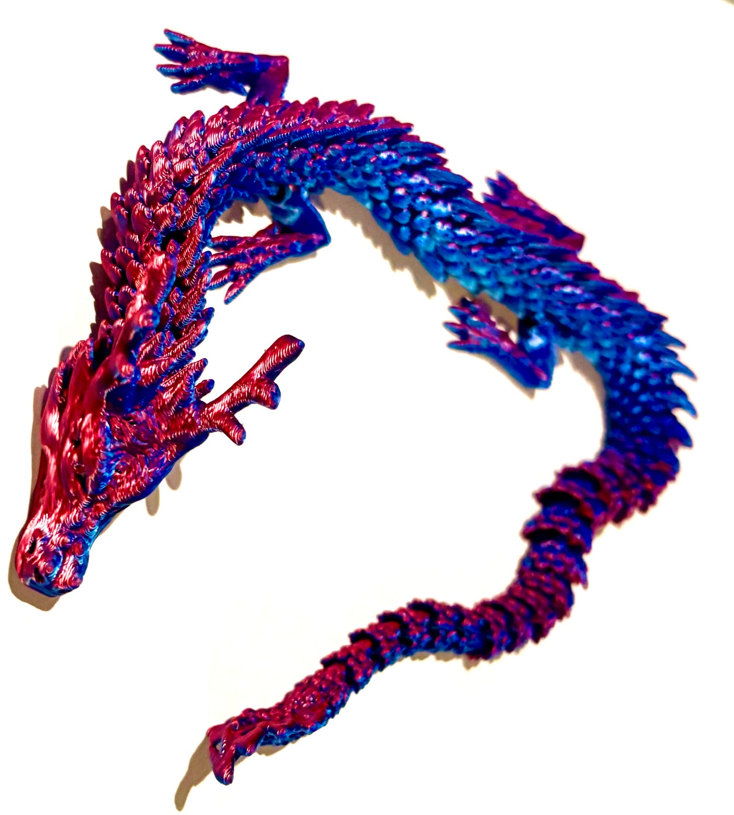 3D printed Dragon - metallic purple/ navy coloured