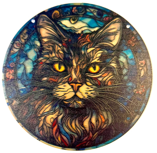 Cat wooden plaque- grey