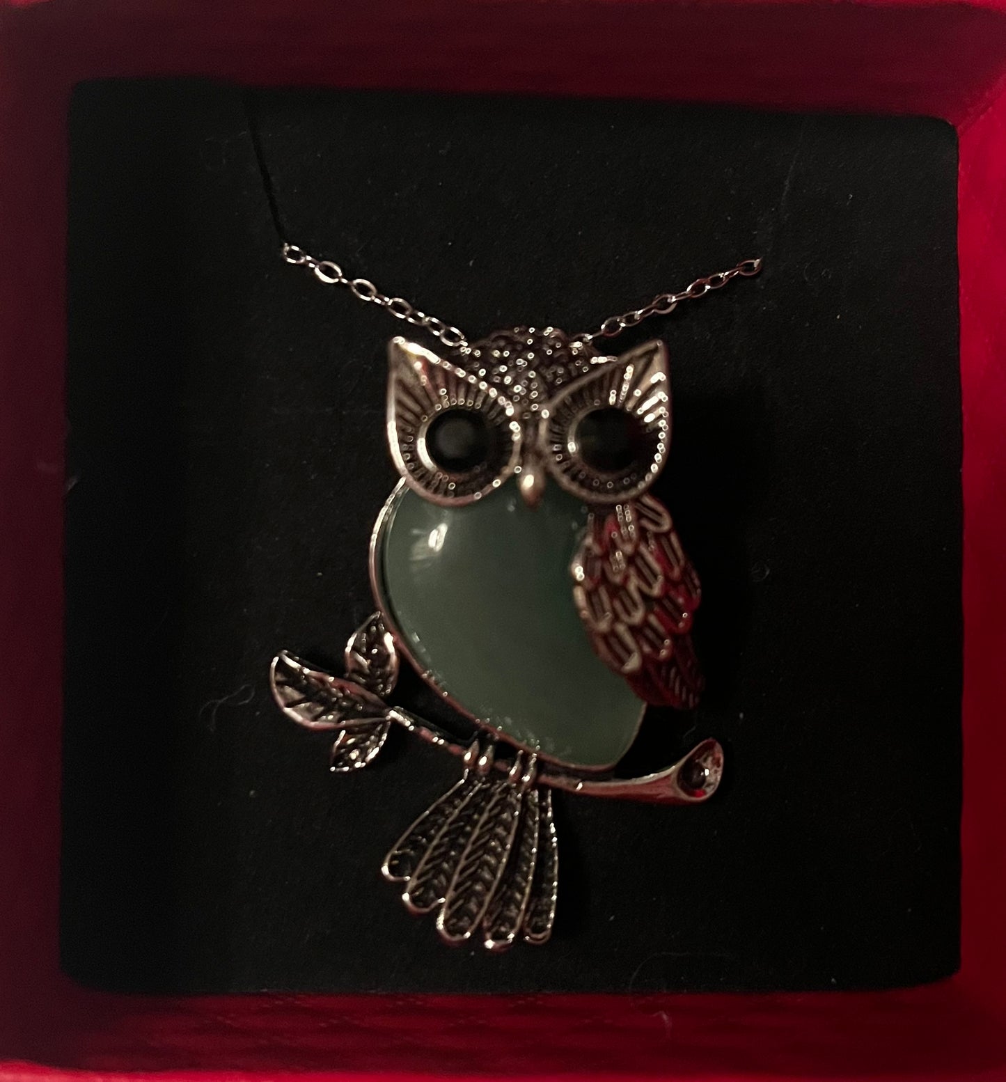 Owl - green aventurine necklace