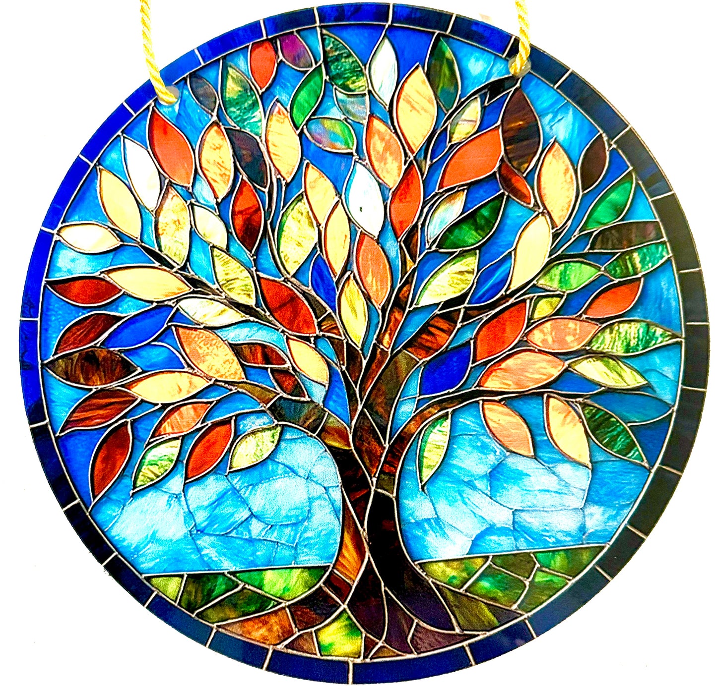 Tree of Life Suncatcher - Autumn tree/ blue sky style 9