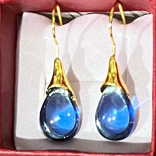 Earrings - blue droplet style