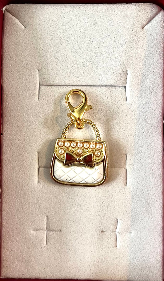 Dog collar charm - white handbag