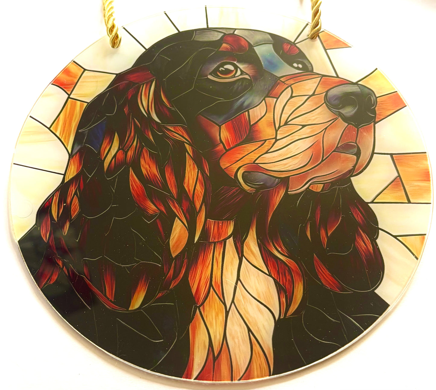 Dog - suncatcher. Dark brown cocker spaniel
