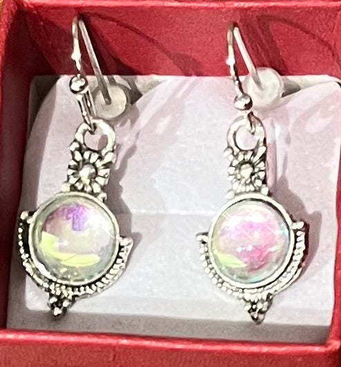 Earrings - droplet, opalite style