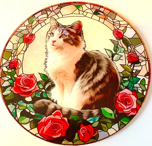 Cat Suncatcher - beige/ brown/ white