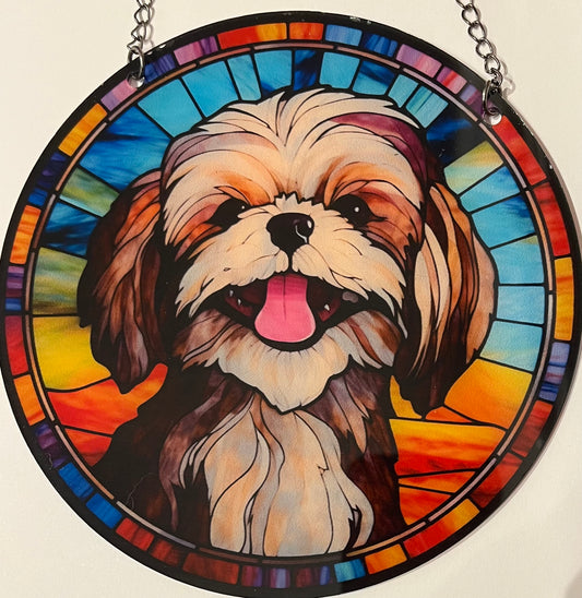 Dog Suncatcher - Llasa Apso (beige)