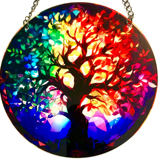Tree of life Suncatcher - Autumn Rainbow style 24