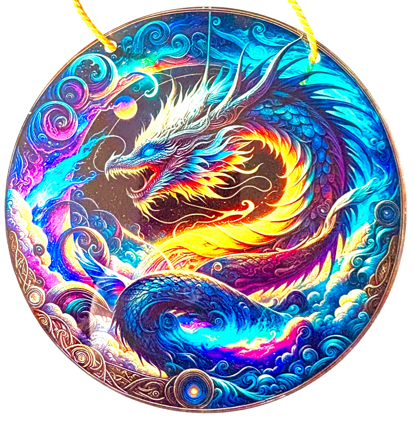 Dragon - Suncatcher blue/ orange Chinese dragon