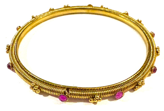 Bracelet  - gold coloured bangle, purple style 9