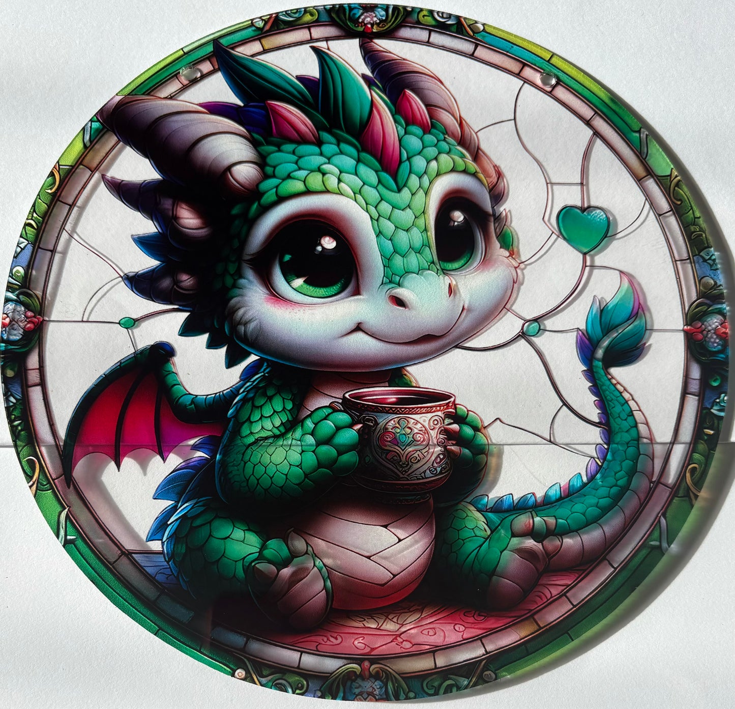 Dragon Suncatcher - baby green/ purple
