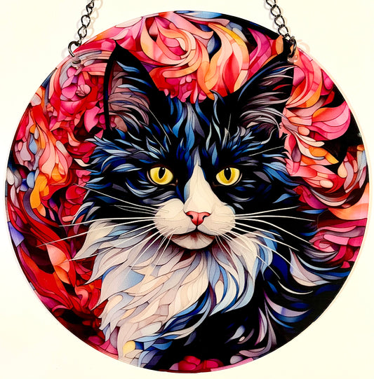Cat suncatcher - black/ white long haired