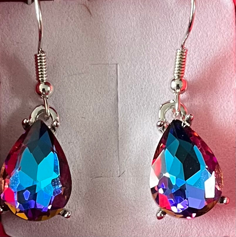 Earrings - purple prism/ crystal effect droplet style