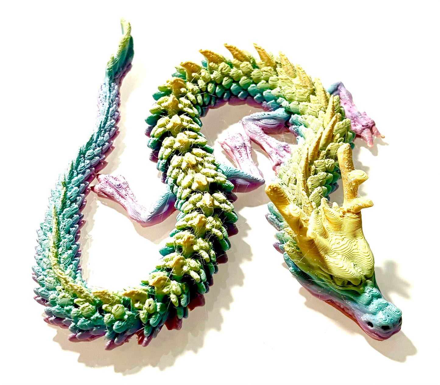 3D printed large Dragon - yellow/mint/ lilac/ pink