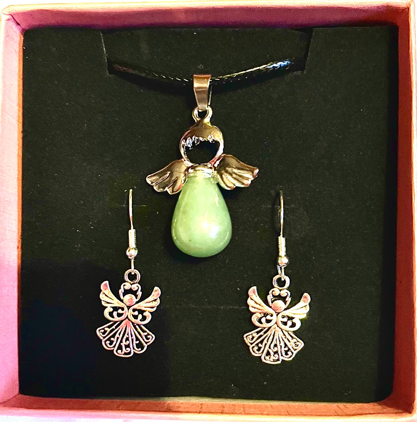 Angel green aventurine jewellery gift set