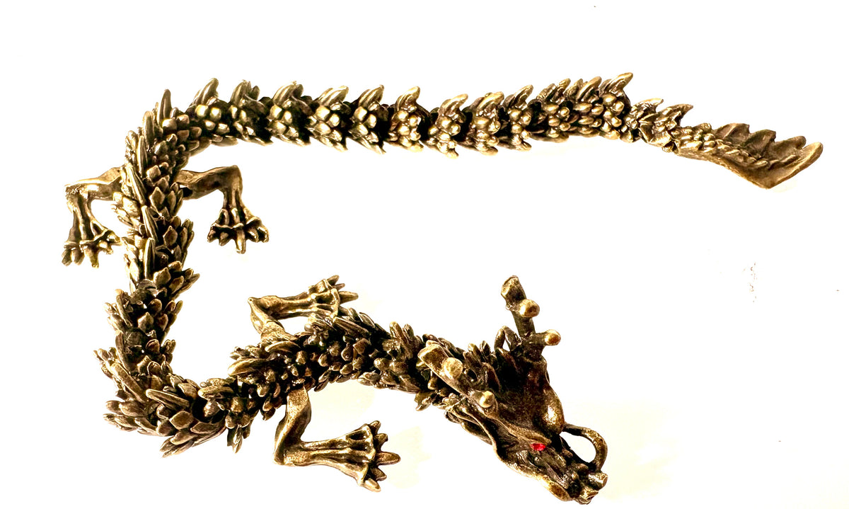 3D Printed Dragon - metal brass coloured