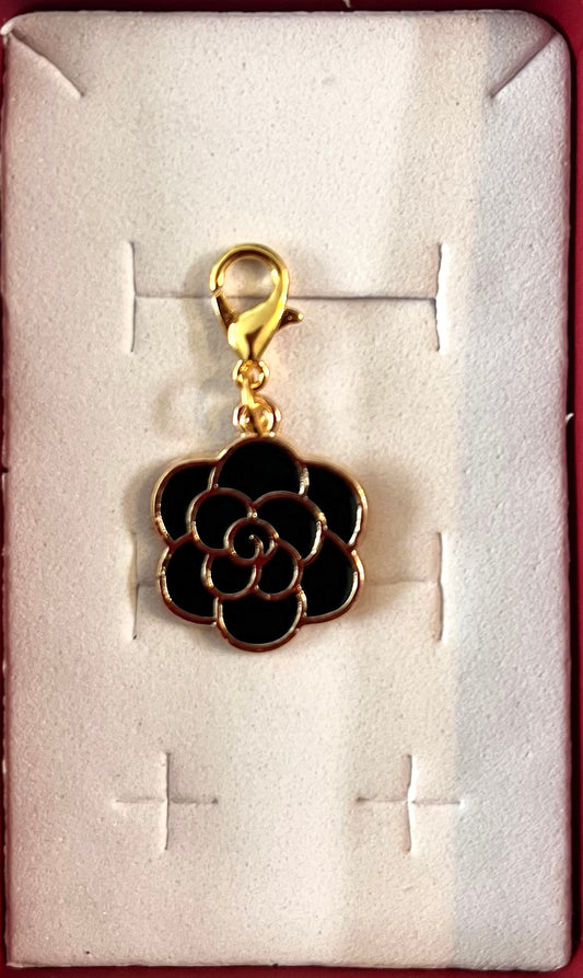Dog collar charm - Black flower