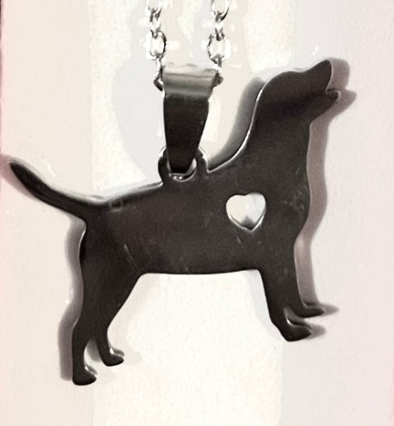 Necklace - Dog & Heart Labrador/ retriever silhouette