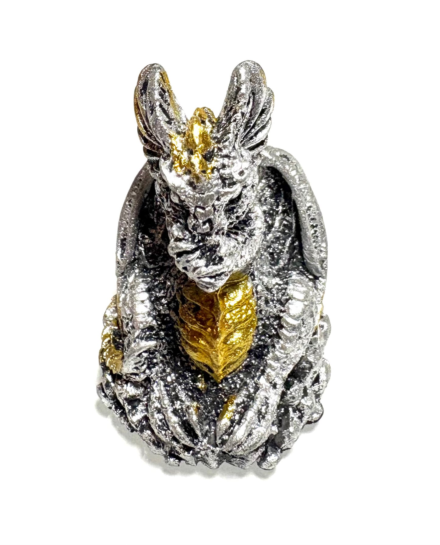 Set of 3 Dragons - Hear no evil/ see no evil/ speak no evil ( silver/ gold coloured)