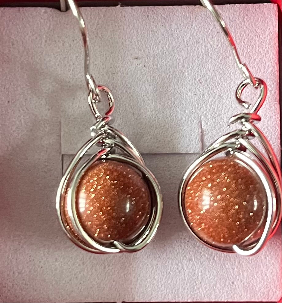 Earrings - droplet, red jasper style