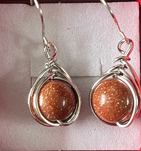 Earrings - droplet, red jasper style