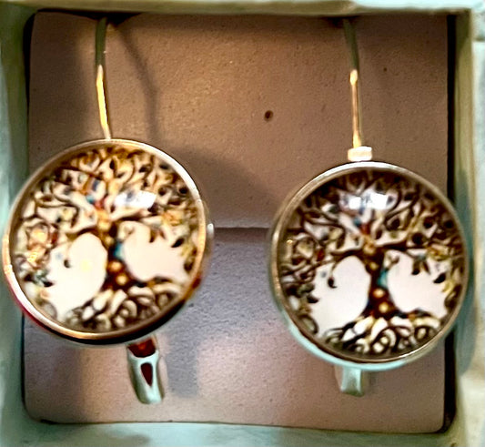 Earrings - tree of life brown