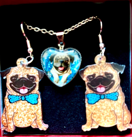 2pc jewellery set- pug