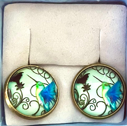 Earrings - Humming bird vintage clasp style
