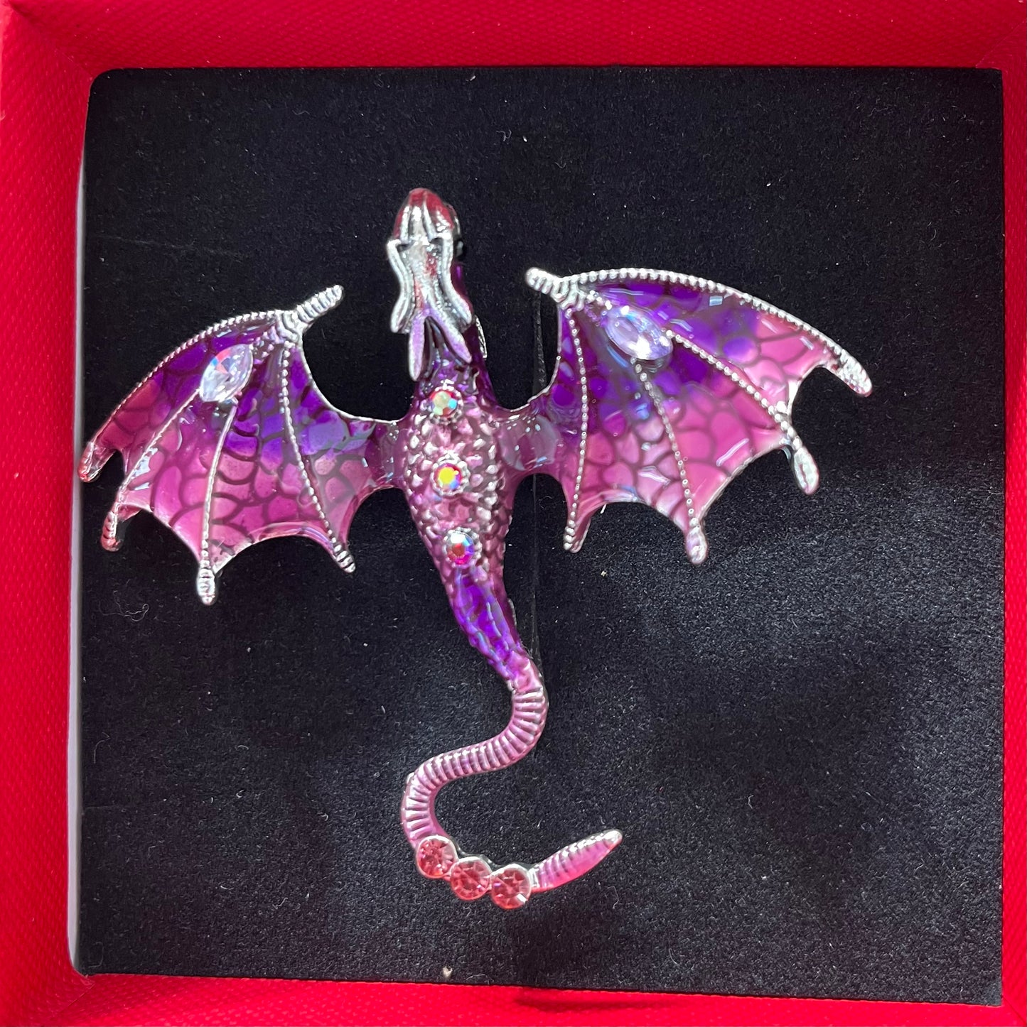 Dragon brooch - purple/ pink