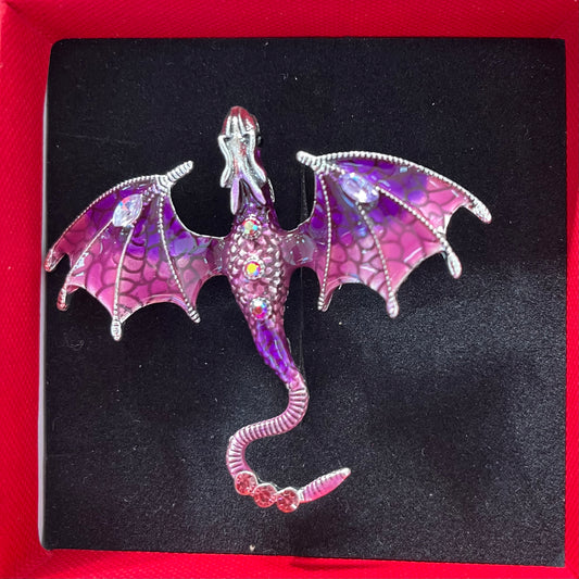 Dragon brooch - purple/ pink
