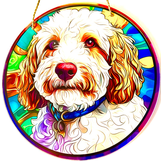 Dog Suncatcher - labradoodle white/beige