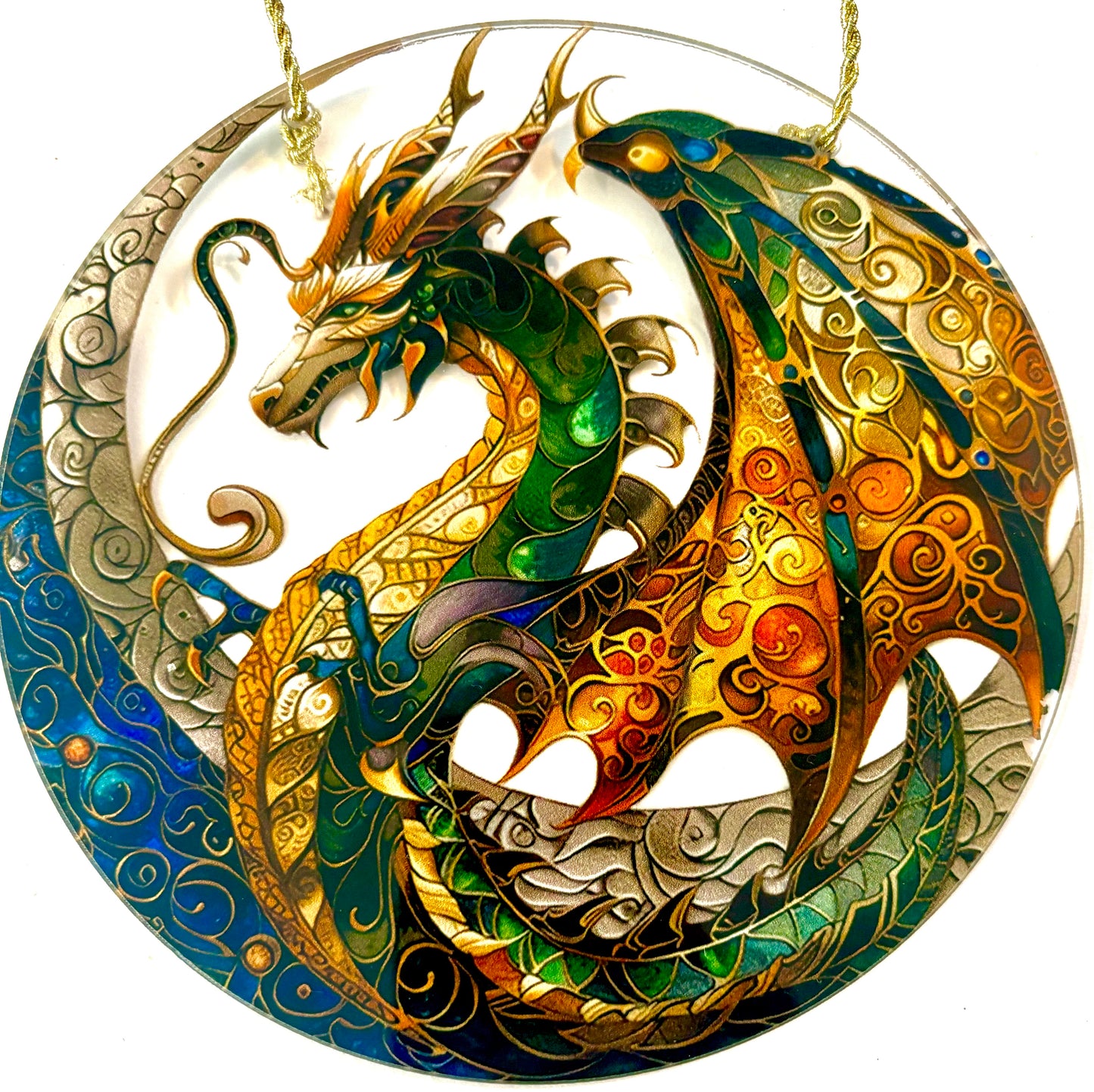 Dragon Suncatcher - Green/ gold
