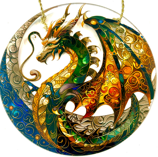 Dragon Suncatcher - Green/ gold