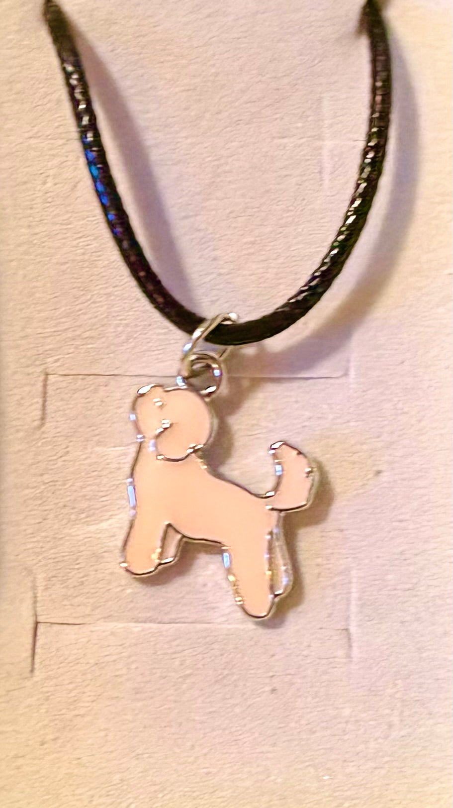 Dog - necklace - small pink dog