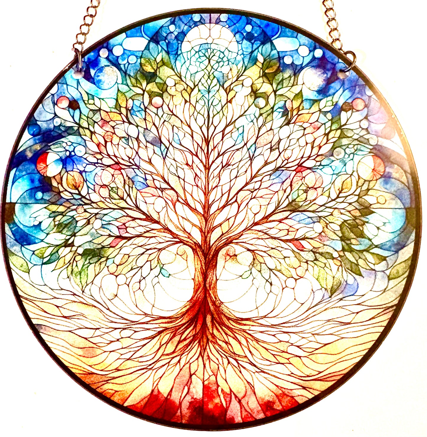 Tree of life Suncatcher - Autumn/winter blue/pink style 14