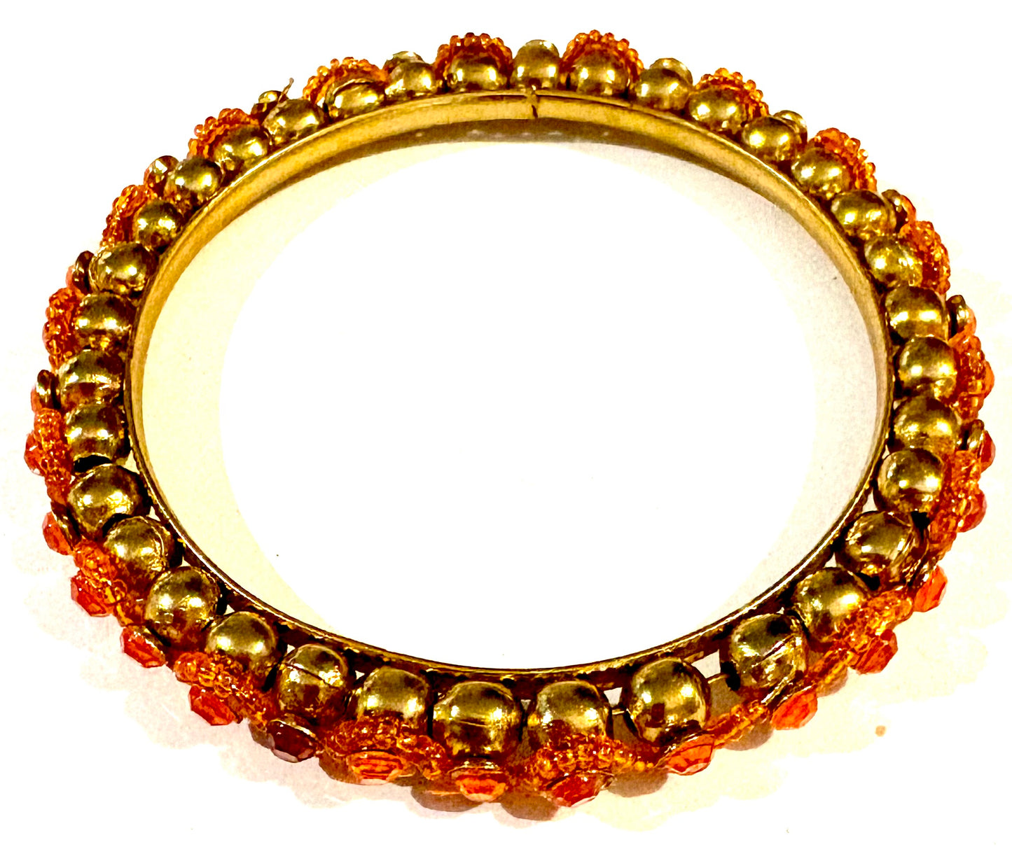 Bracelet - gold coloured bangle, orange style 3