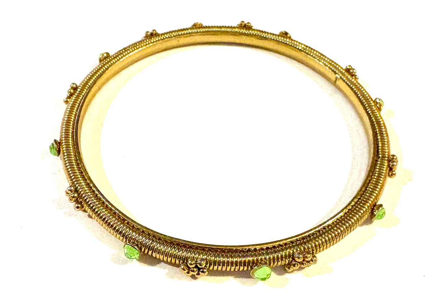 Bracelet - gold coloured bangle, green style 10