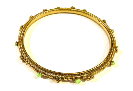 Bracelet - gold coloured bangle, green style 10