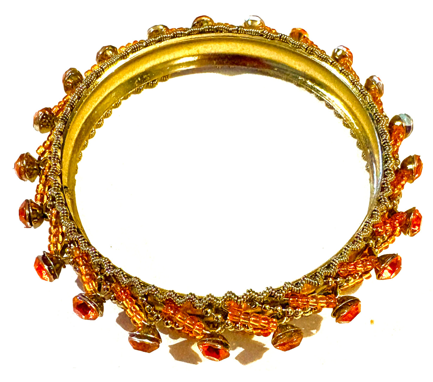 Bracelet - gold coloured bangle, orange style 4